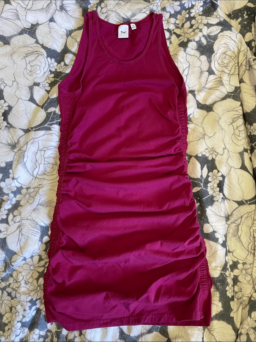 TNA Chill Malibu Fuschia Ruched Tank Bodycon Mini Dress Aritzia - Picture 8 of 15